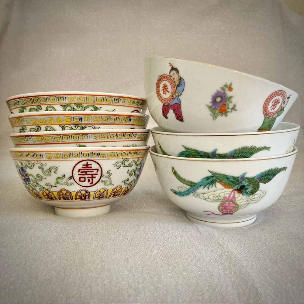 7 Vintage Chinese Bowls, Assorted